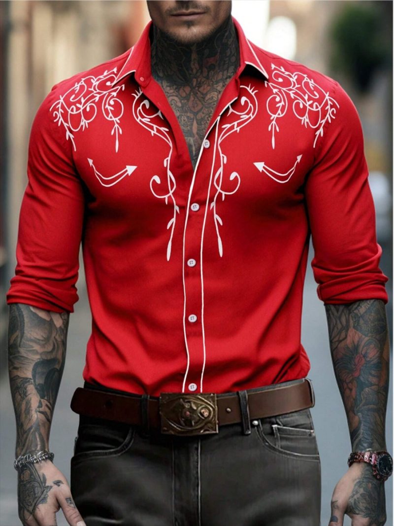 2024 Fashion Lapel Long Sleeve Men's Shirt Simple Casual Men's Street Dance Shirt European Size 5XL Fast Shipping Printed Shirt - Image 4
