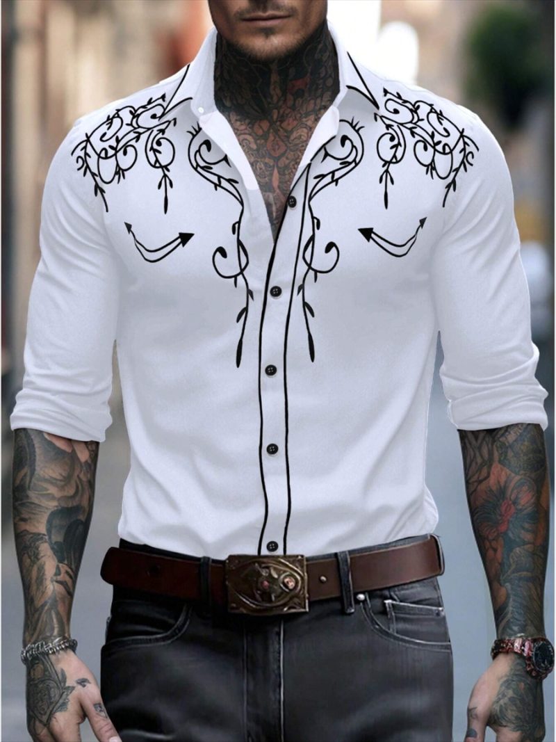 2024 Fashion Lapel Long Sleeve Men's Shirt Simple Casual Men's Street Dance Shirt European Size 5XL Fast Shipping Printed Shirt - Image 8