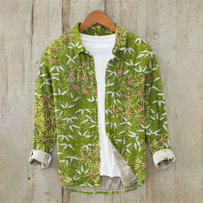 2024 Men's 3D Printed Pattern Lapel Top Casual Loose Retro Long Sleeved Shirt New Fashion Design Harajuku men's Shirt S-5XL - Image 7