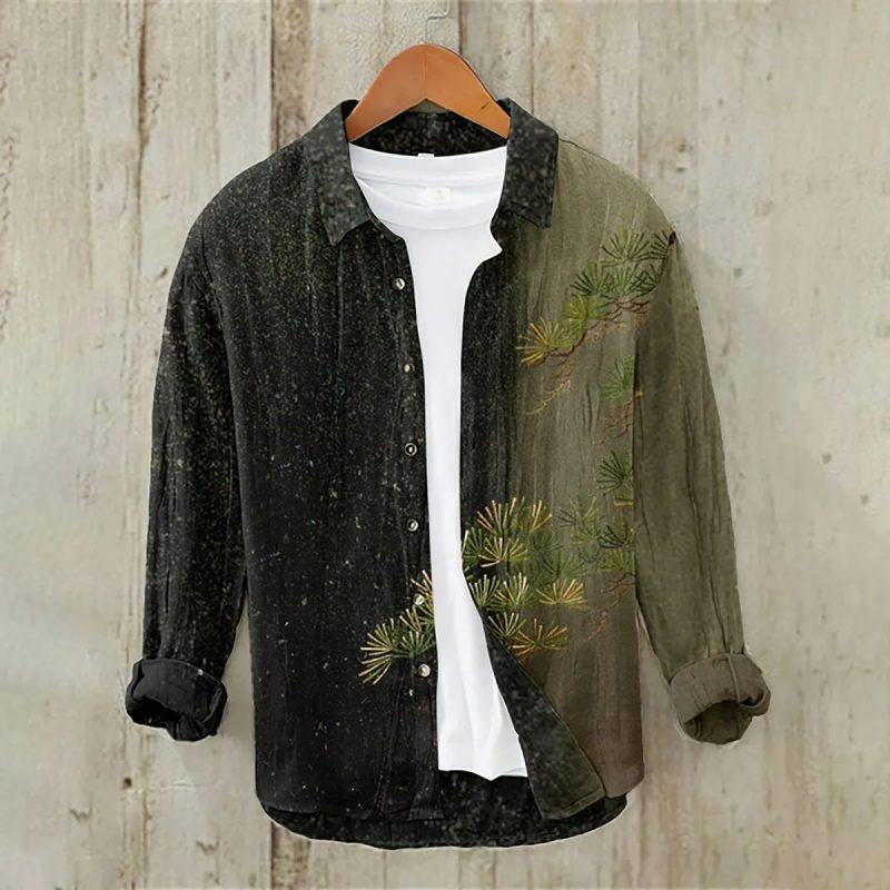 2024 Men's 3D Printed Pattern Lapel Top Casual Loose Retro Long Sleeved Shirt New Fashion Design Harajuku men's Shirt S-5XL - Image 12