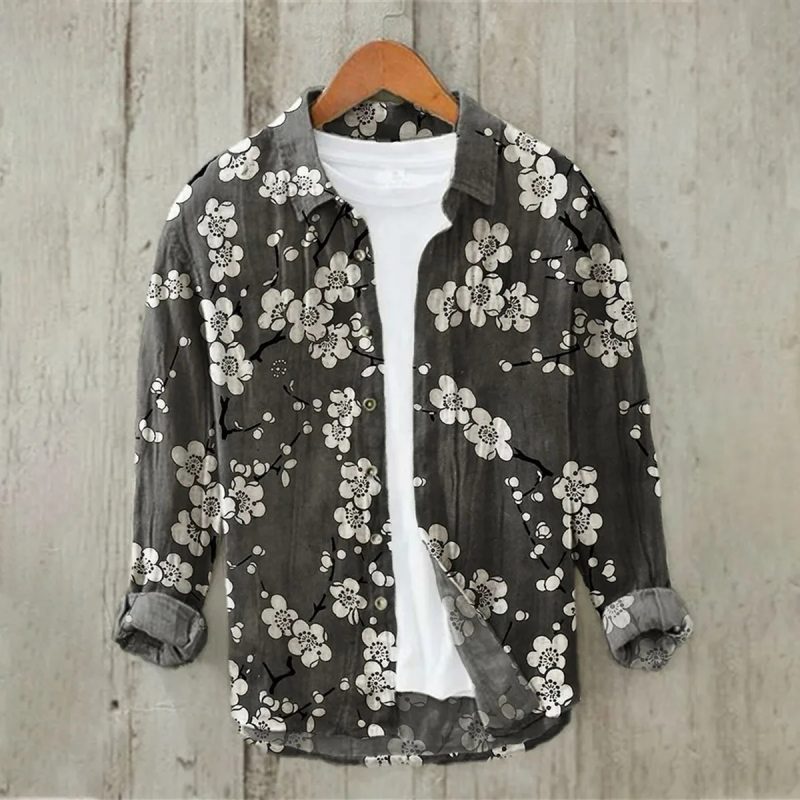 2024 Men's 3D Printed Pattern Lapel Top Casual Loose Retro Long Sleeved Shirt New Fashion Design Harajuku men's Shirt S-5XL - Image 13