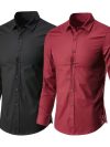 Men's Elastic Spring And Autumn New long Sleeve Shirt Anti-wrinkle Free ironing Business Comfort Fashion Breathable Slim
