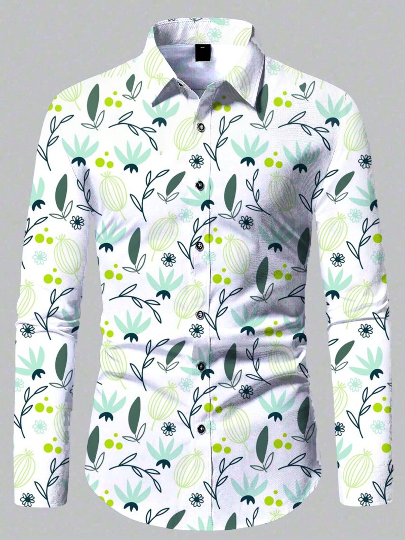 2024 New Outdoor Fashion Comfortable 3d Printed Floral Pattern Shirt Beach Sun Casual Slim Fit Mens Shirt Long Sleeve Shirt - Image 3