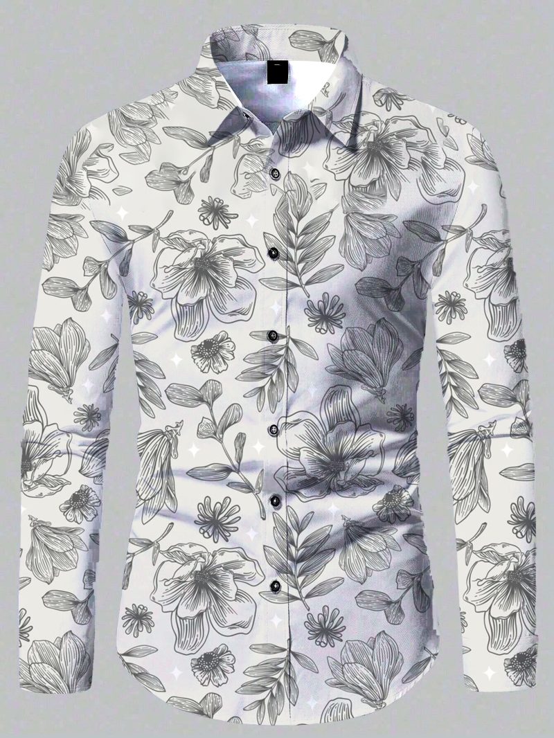 2024 New Outdoor Fashion Comfortable 3d Printed Floral Pattern Shirt Beach Sun Casual Slim Fit Mens Shirt Long Sleeve Shirt - Image 4