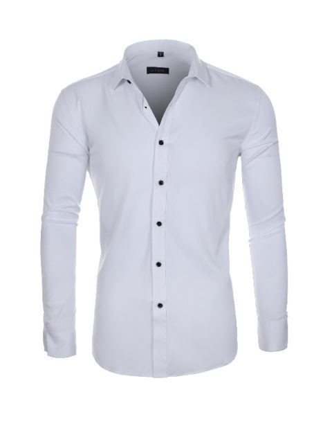Popular Men's Long Sleeve Shirt Bamboo Fiber Four Seasons Solid Color Non-ironing Breathable High Quality Slim Dress Casual Top