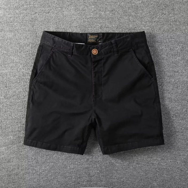 Men's Casual Cotton Shorts Summer Solid Color Slim Fit Loose Fit Thin Three-quarter Length Pants Workwear - Image 2