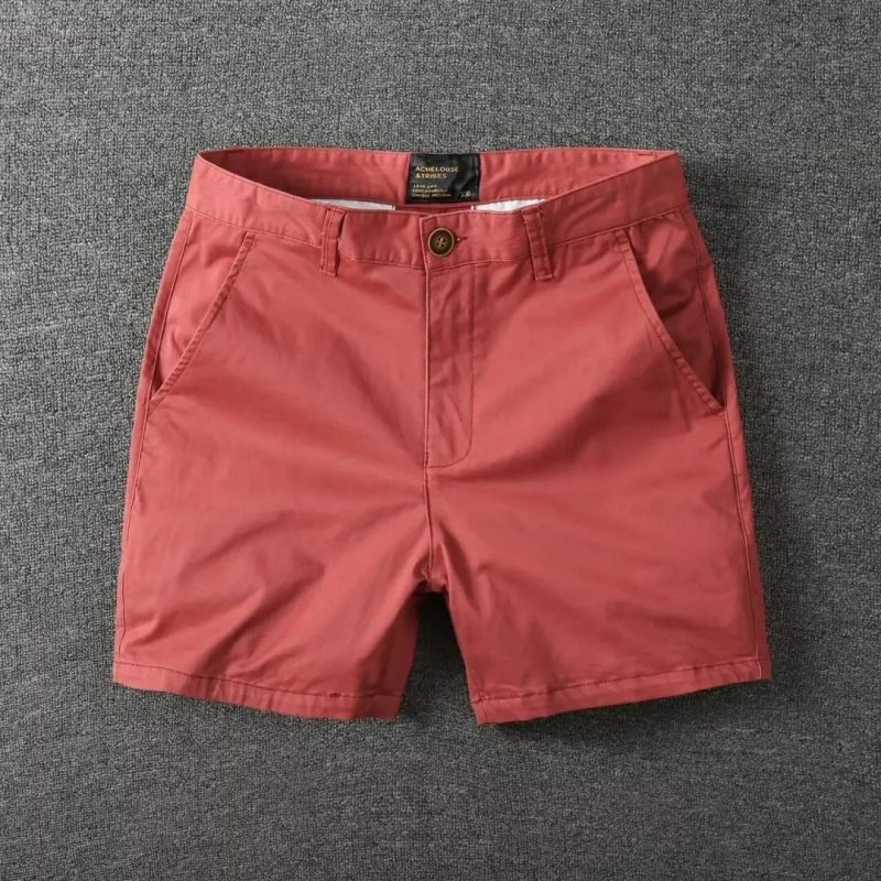 Men's Casual Cotton Shorts Summer Solid Color Slim Fit Loose Fit Thin Three-quarter Length Pants Workwear - Image 3