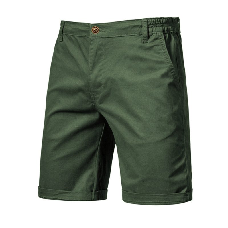 AIOPESON Summer 100% Cotton Solid Shorts Men High Quality Casual Business Social Elastic Waist Men Shorts 10 Colors Beach Shorts - Image 7