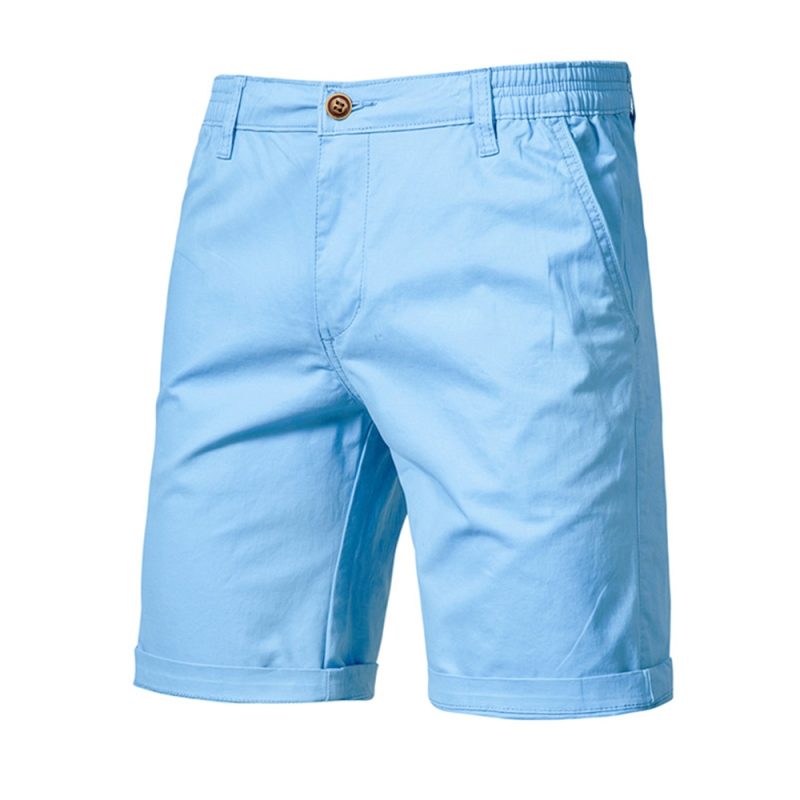 AIOPESON Summer 100% Cotton Solid Shorts Men High Quality Casual Business Social Elastic Waist Men Shorts 10 Colors Beach Shorts - Image 10