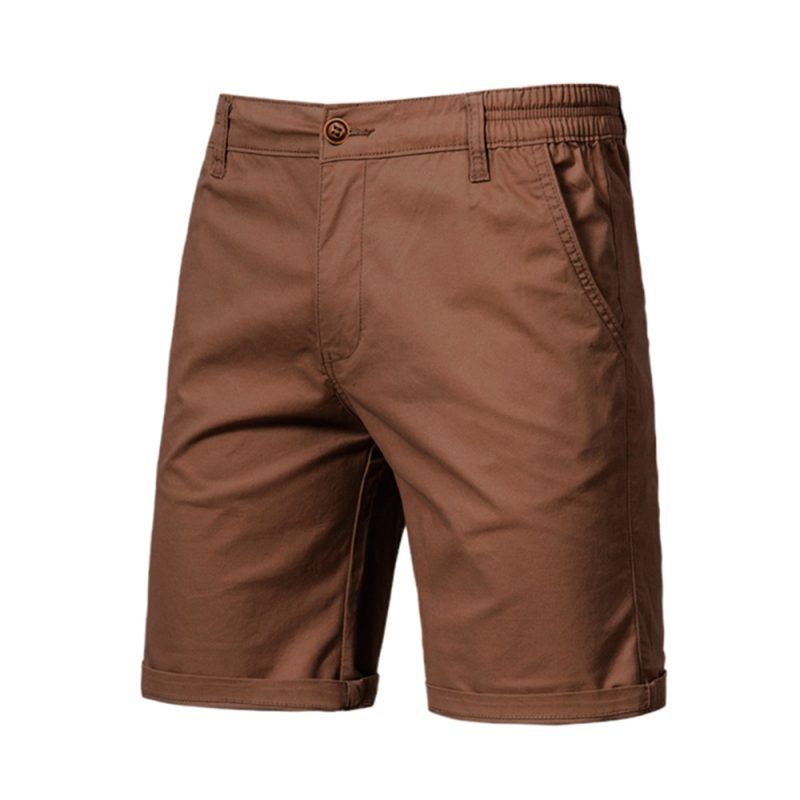 AIOPESON Summer 100% Cotton Solid Shorts Men High Quality Casual Business Social Elastic Waist Men Shorts 10 Colors Beach Shorts - Image 11