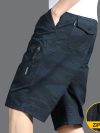 Men's Knee Length Casual Shorts Zipper Pocket Fashion Loose Straight Cotton Comfortable Beach Running Short Pants