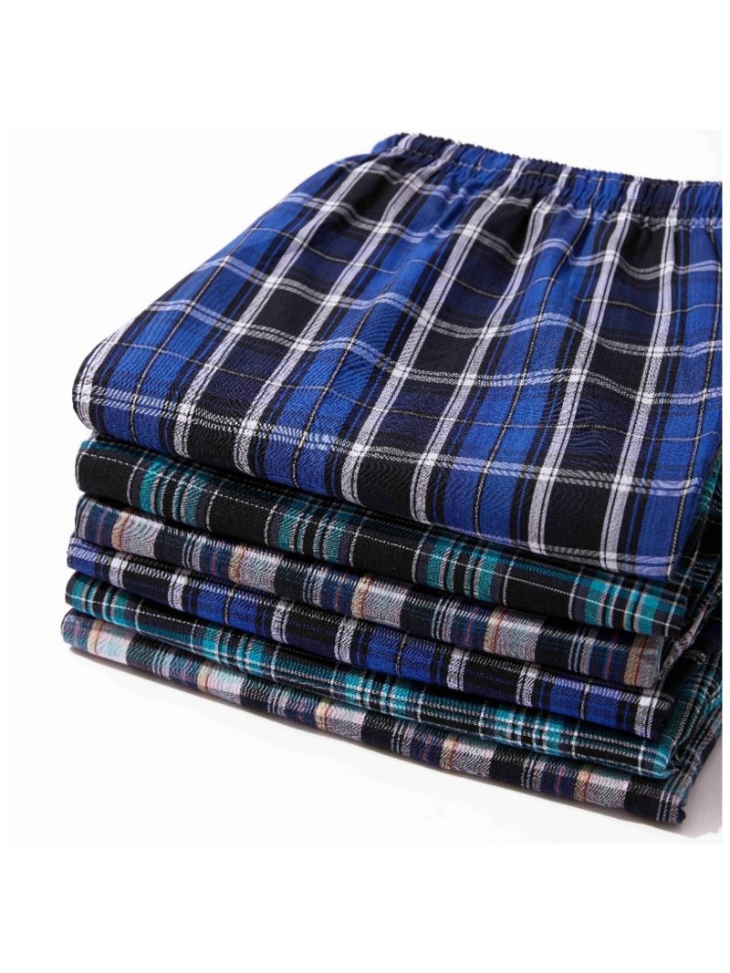 3pcs Men's Pajama Bottoms Spring/Summer Cotton Thin Plaid Sleep & Lounge Pants with Pockets and Elastic Waistband - Image 6