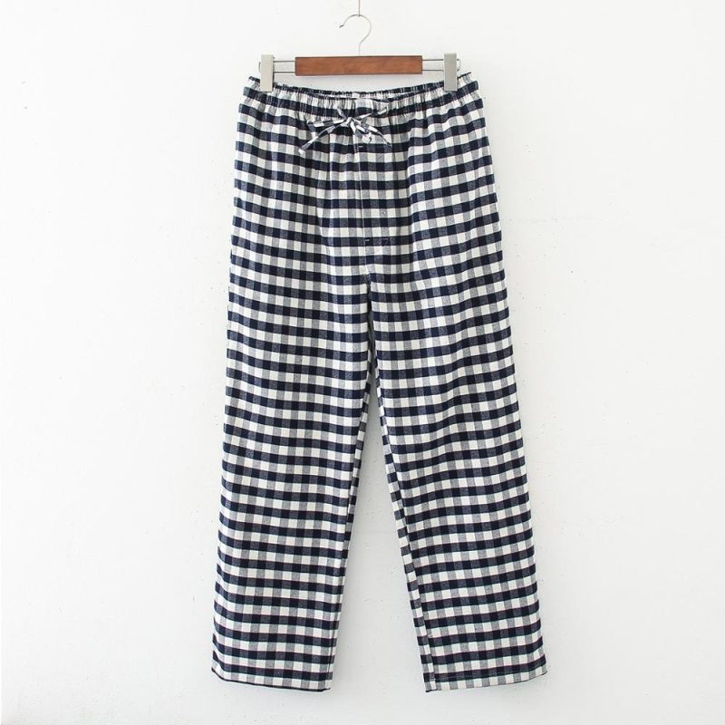 Autumn Winter Top Quality Men 100% Cotton Sleep Bottoms Male Thicken Home Trousers Men Casual Plaid Lounge Wear Pants S-XXL - Image 4