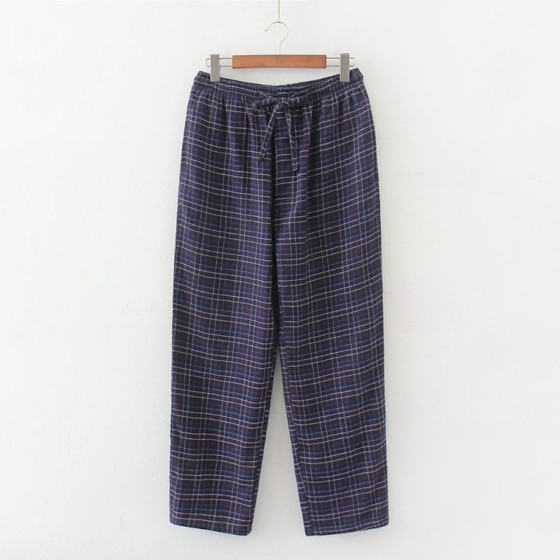 Autumn Winter Top Quality Men 100% Cotton Sleep Bottoms Male Thicken Home Trousers Men Casual Plaid Lounge Wear Pants S-XXL - Image 20