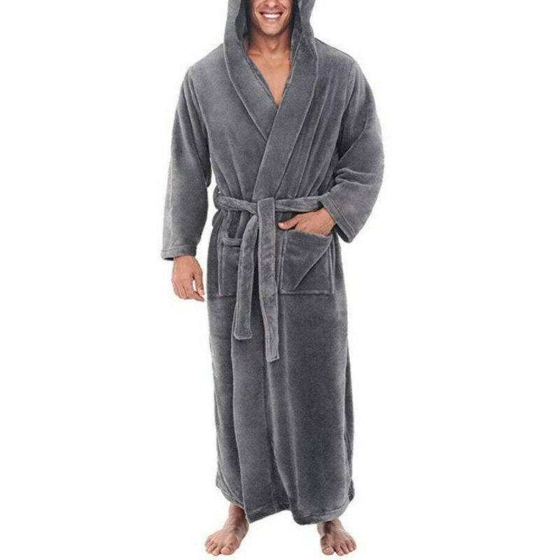 5XL Oversize Men Bath Robe Winter Long Flannel Bathrobe Fleece Kimono Night Cozy Sleepwear Male Home Clothes Gown Sleepwear - Image 2