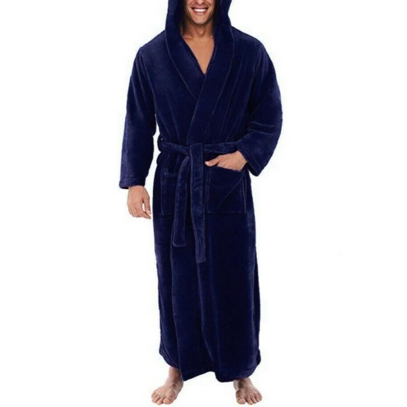 5XL Oversize Men Bath Robe Winter Long Flannel Bathrobe Fleece Kimono Night Cozy Sleepwear Male Home Clothes Gown Sleepwear - Image 4
