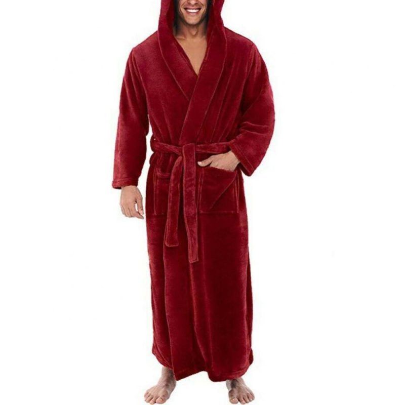 5XL Oversize Men Bath Robe Winter Long Flannel Bathrobe Fleece Kimono Night Cozy Sleepwear Male Home Clothes Gown Sleepwear - Image 7