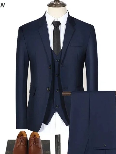 Men Wedding Suits High Quality Elegant 3 Pieces 2 Outfit Set Jackets Vest Pants Luxury Classic Blazers 2024 Formal Clothing