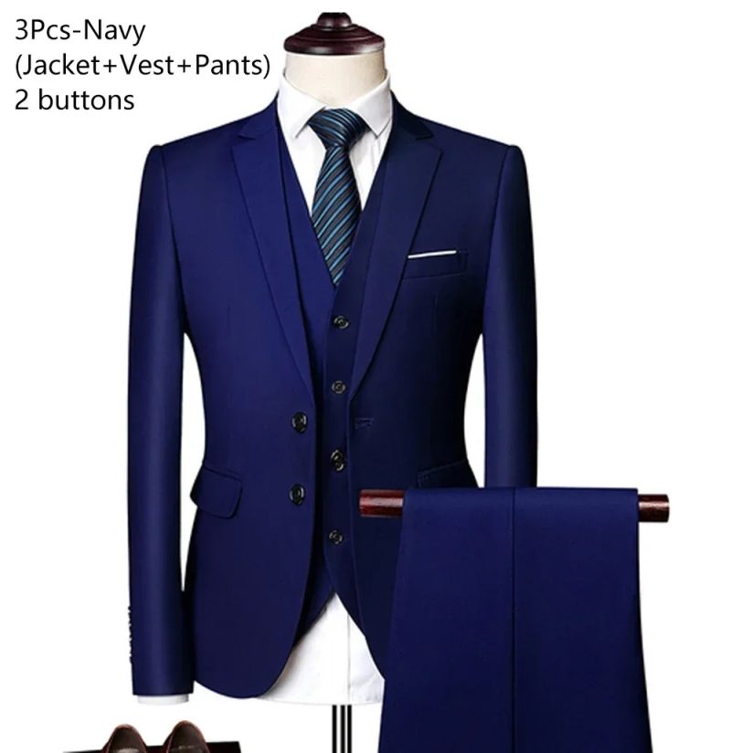Wedding Suits For Men Elegant Blazers Outfit Set 3 Pieces Jackets Vest Pants Full 2024 Luxury Fashion Classic Business Formal - Image 8