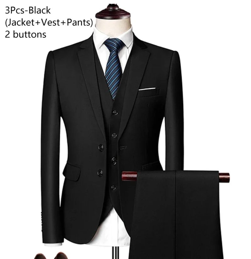 Wedding Suits For Men Elegant Blazers Outfit Set 3 Pieces Jackets Vest Pants Full 2024 Luxury Fashion Classic Business Formal - Image 9