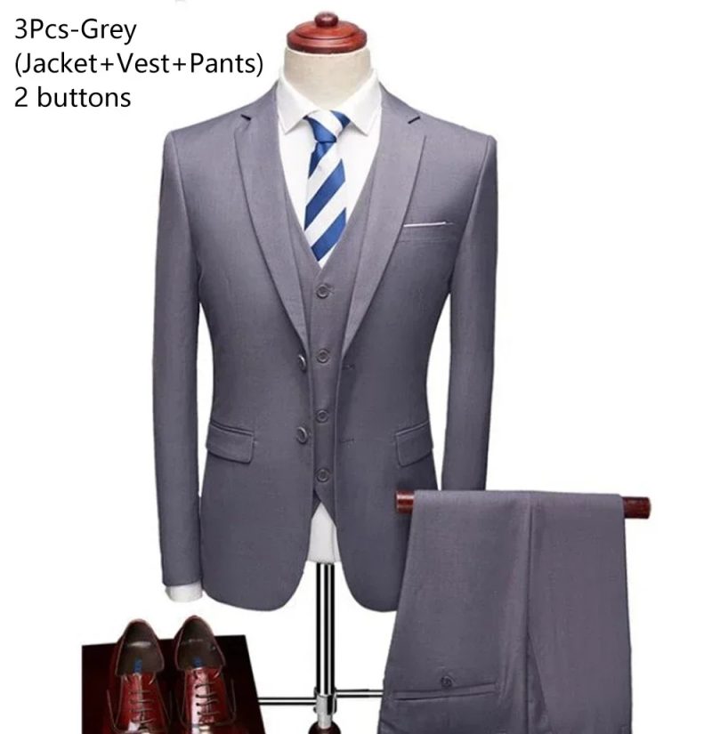 Wedding Suits For Men Elegant Blazers Outfit Set 3 Pieces Jackets Vest Pants Full 2024 Luxury Fashion Classic Business Formal - Image 10