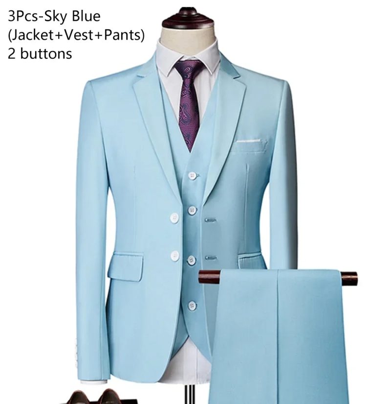 Wedding Suits For Men Elegant Blazers Outfit Set 3 Pieces Jackets Vest Pants Full 2024 Luxury Fashion Classic Business Formal - Image 11