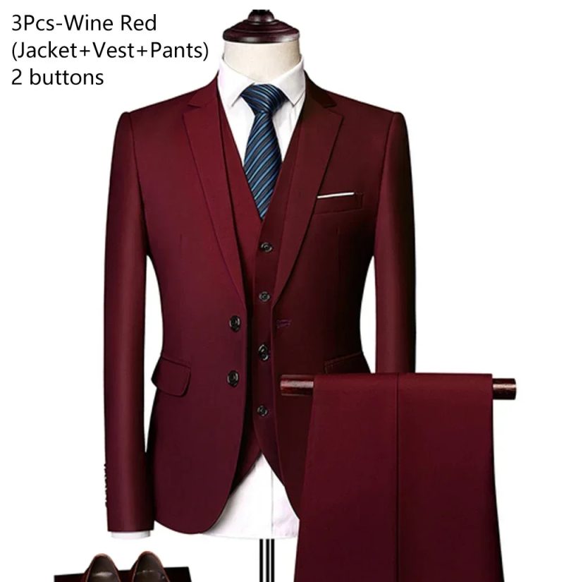 Wedding Suits For Men Elegant Blazers Outfit Set 3 Pieces Jackets Vest Pants Full 2024 Luxury Fashion Classic Business Formal - Image 13