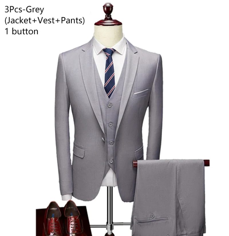 Wedding Suits For Men Elegant Blazers Outfit Set 3 Pieces Jackets Vest Pants Full 2024 Luxury Fashion Classic Business Formal - Image 17