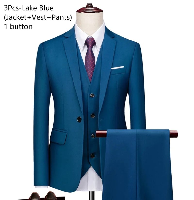 Wedding Suits For Men Elegant Blazers Outfit Set 3 Pieces Jackets Vest Pants Full 2024 Luxury Fashion Classic Business Formal - Image 19