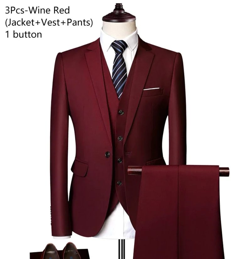 Wedding Suits For Men Elegant Blazers Outfit Set 3 Pieces Jackets Vest Pants Full 2024 Luxury Fashion Classic Business Formal - Image 20