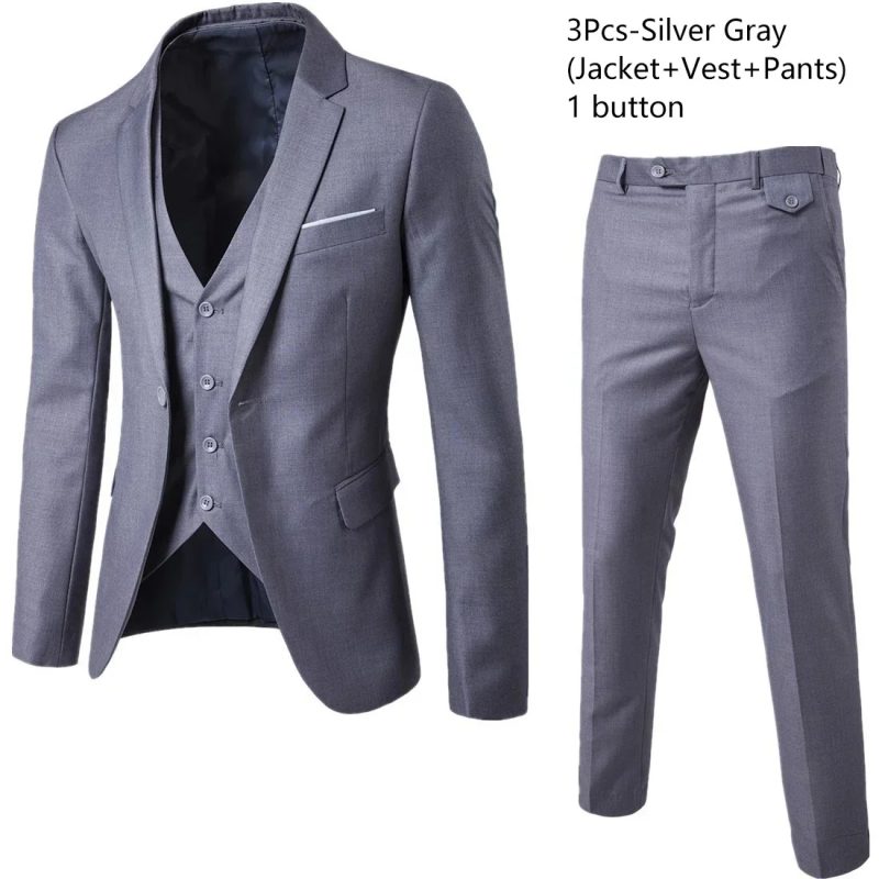 Wedding Suits For Men Elegant Blazers Outfit Set 3 Pieces Jackets Vest Pants Full 2024 Luxury Fashion Classic Business Formal - Image 24