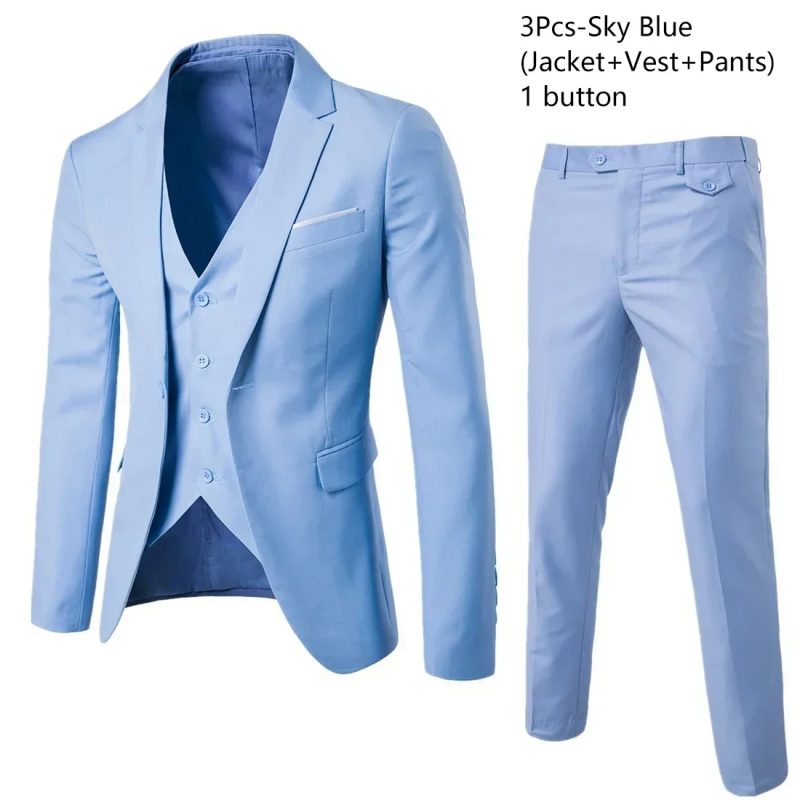 Wedding Suits For Men Elegant Blazers Outfit Set 3 Pieces Jackets Vest Pants Full 2024 Luxury Fashion Classic Business Formal - Image 25
