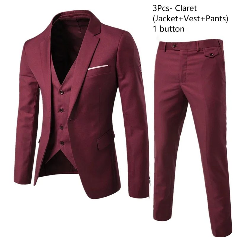 Wedding Suits For Men Elegant Blazers Outfit Set 3 Pieces Jackets Vest Pants Full 2024 Luxury Fashion Classic Business Formal - Image 27
