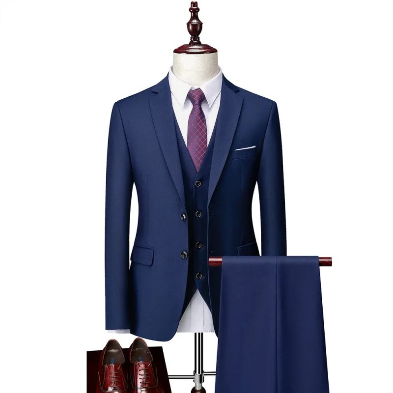 Wedding Suits For Men 3 Pieces 2 Set Elegant Luxury Blazers Outfit Fashion Classic Full Jackets Vest Pants 2024 Formal Costume - Image 2