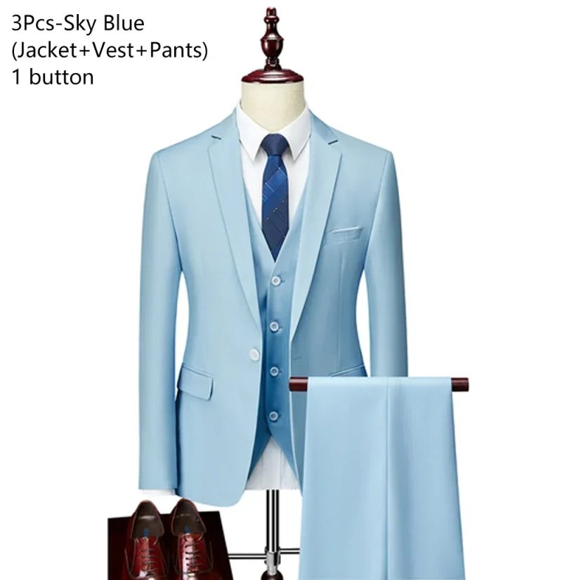 Wedding Suits For Men 3 Pieces 2 Set Elegant Luxury Blazers Outfit Fashion Classic Full Jackets Vest Pants 2024 Formal Costume - Image 7