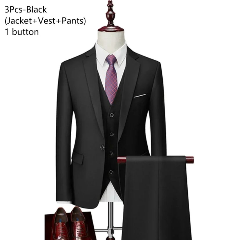 Wedding Suits For Men 3 Pieces 2 Set Elegant Luxury Blazers Outfit Fashion Classic Full Jackets Vest Pants 2024 Formal Costume - Image 8