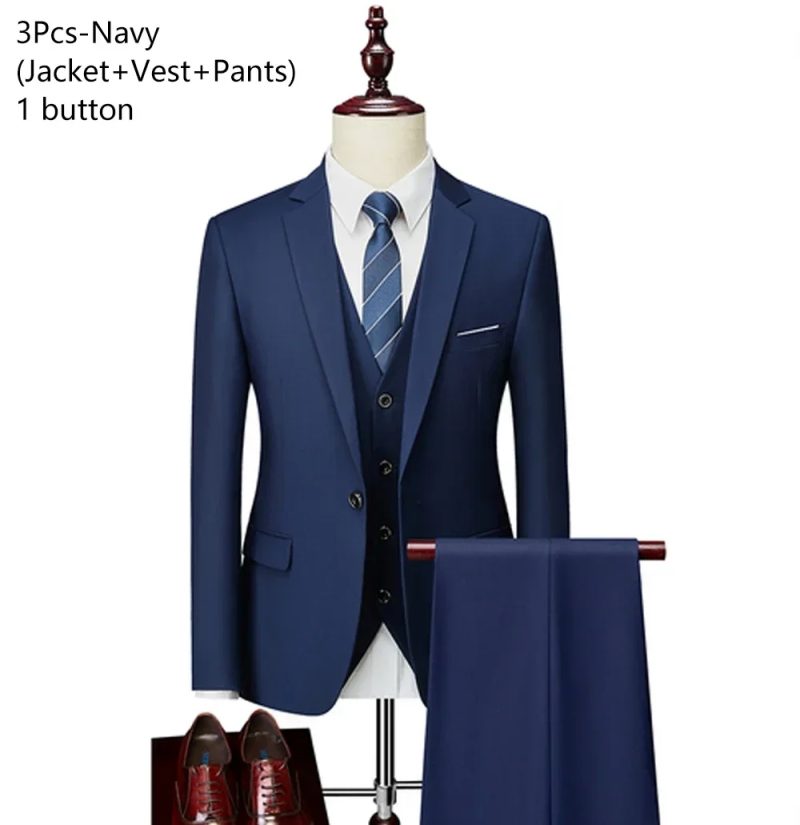 Wedding Suits For Men 3 Pieces 2 Set Elegant Luxury Blazers Outfit Fashion Classic Full Jackets Vest Pants 2024 Formal Costume - Image 9