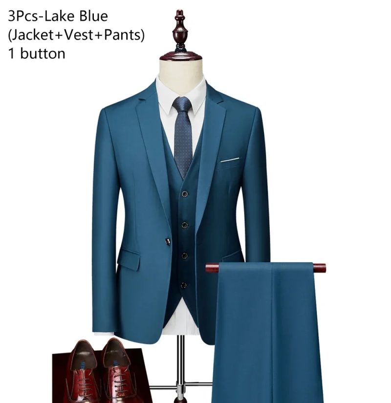 Wedding Suits For Men 3 Pieces 2 Set Elegant Luxury Blazers Outfit Fashion Classic Full Jackets Vest Pants 2024 Formal Costume - Image 10