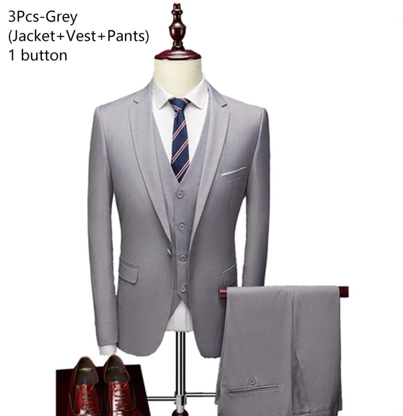 Wedding Suits For Men 3 Pieces 2 Set Elegant Luxury Blazers Outfit Fashion Classic Full Jackets Vest Pants 2024 Formal Costume - Image 11