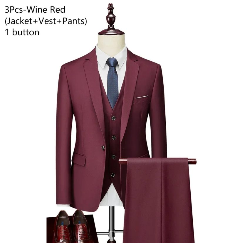 Wedding Suits For Men 3 Pieces 2 Set Elegant Luxury Blazers Outfit Fashion Classic Full Jackets Vest Pants 2024 Formal Costume - Image 12