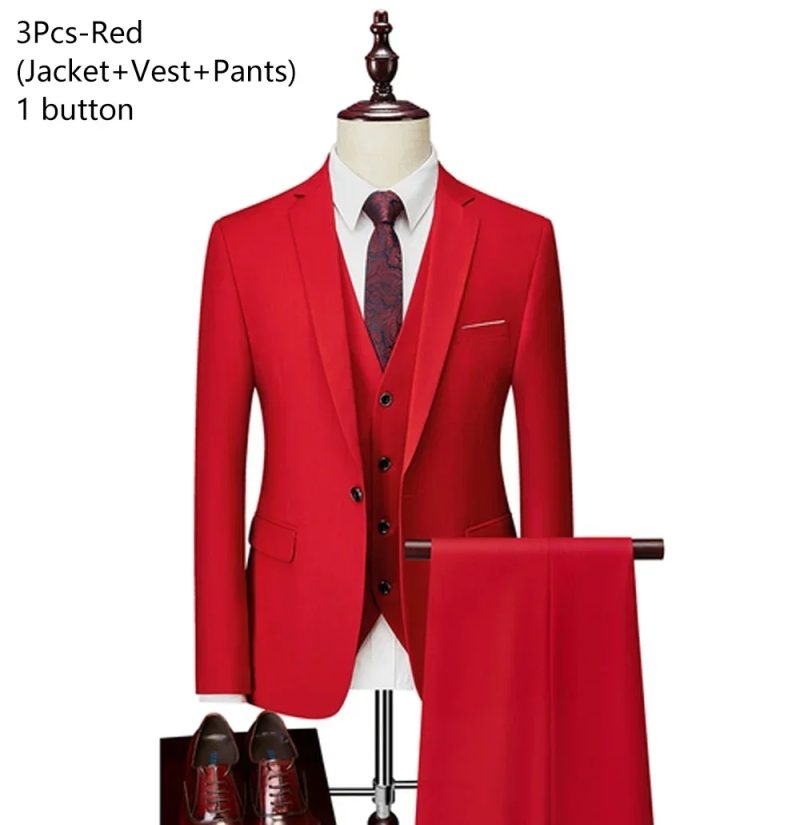Wedding Suits For Men 3 Pieces 2 Set Elegant Luxury Blazers Outfit Fashion Classic Full Jackets Vest Pants 2024 Formal Costume - Image 13