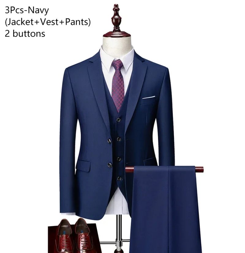 Wedding Suits For Men 3 Pieces 2 Set Elegant Luxury Blazers Outfit Fashion Classic Full Jackets Vest Pants 2024 Formal Costume - Image 15