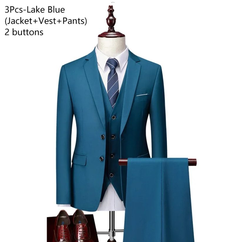 Wedding Suits For Men 3 Pieces 2 Set Elegant Luxury Blazers Outfit Fashion Classic Full Jackets Vest Pants 2024 Formal Costume - Image 16