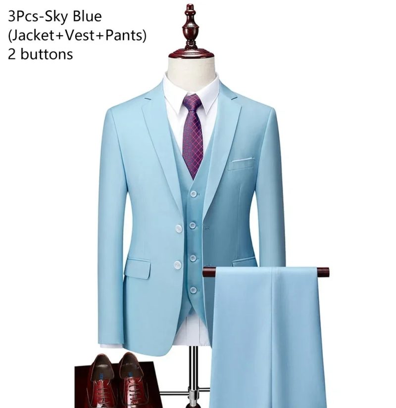 Wedding Suits For Men 3 Pieces 2 Set Elegant Luxury Blazers Outfit Fashion Classic Full Jackets Vest Pants 2024 Formal Costume - Image 17
