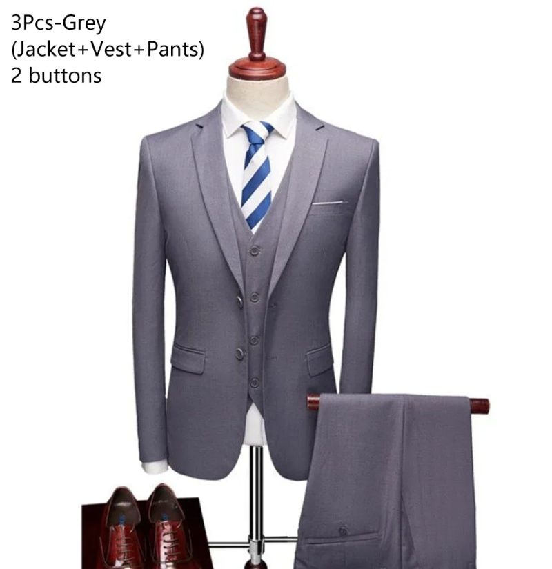 Wedding Suits For Men 3 Pieces 2 Set Elegant Luxury Blazers Outfit Fashion Classic Full Jackets Vest Pants 2024 Formal Costume - Image 18