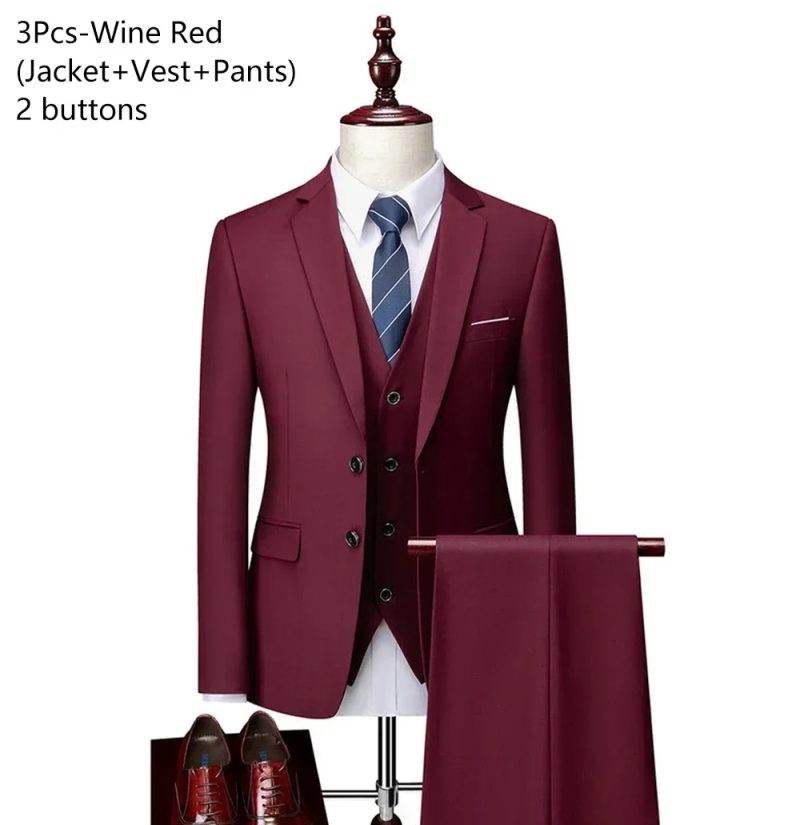 Wedding Suits For Men 3 Pieces 2 Set Elegant Luxury Blazers Outfit Fashion Classic Full Jackets Vest Pants 2024 Formal Costume - Image 19