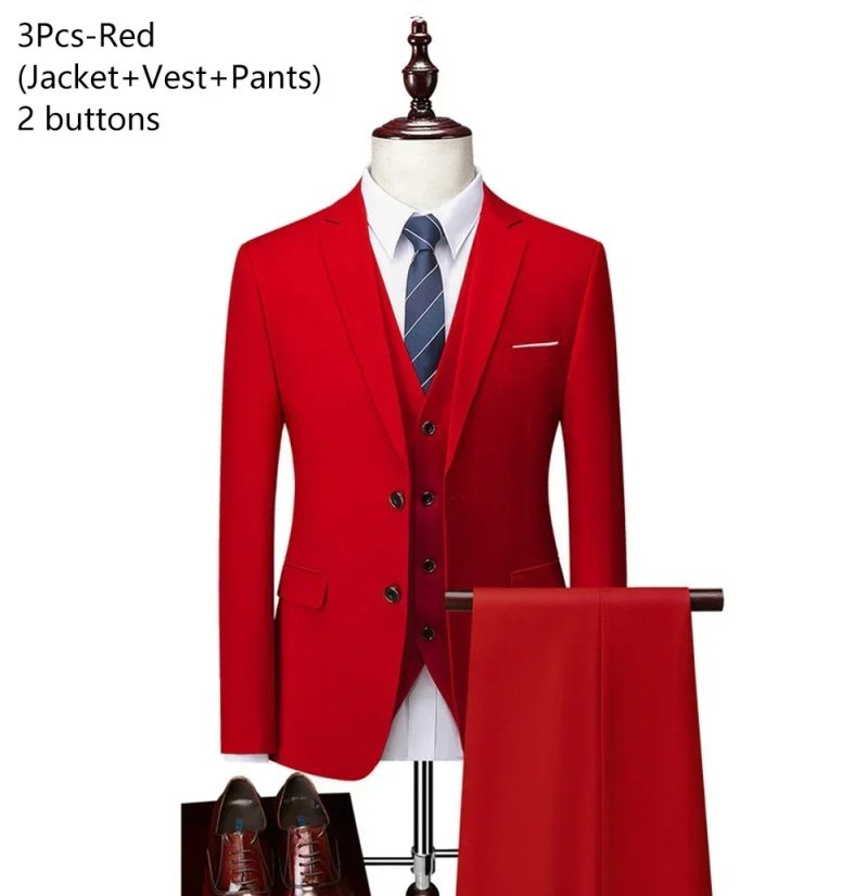 Wedding Suits For Men 3 Pieces 2 Set Elegant Luxury Blazers Outfit Fashion Classic Full Jackets Vest Pants 2024 Formal Costume - Image 20
