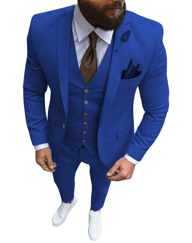 New Pink Men's 3 Pieces Suit Formal Business Notch Lapel Slim Fit Tuxedos Best Man Blazer For Wedding(Blazer+Vest+Pants) - Image 4
