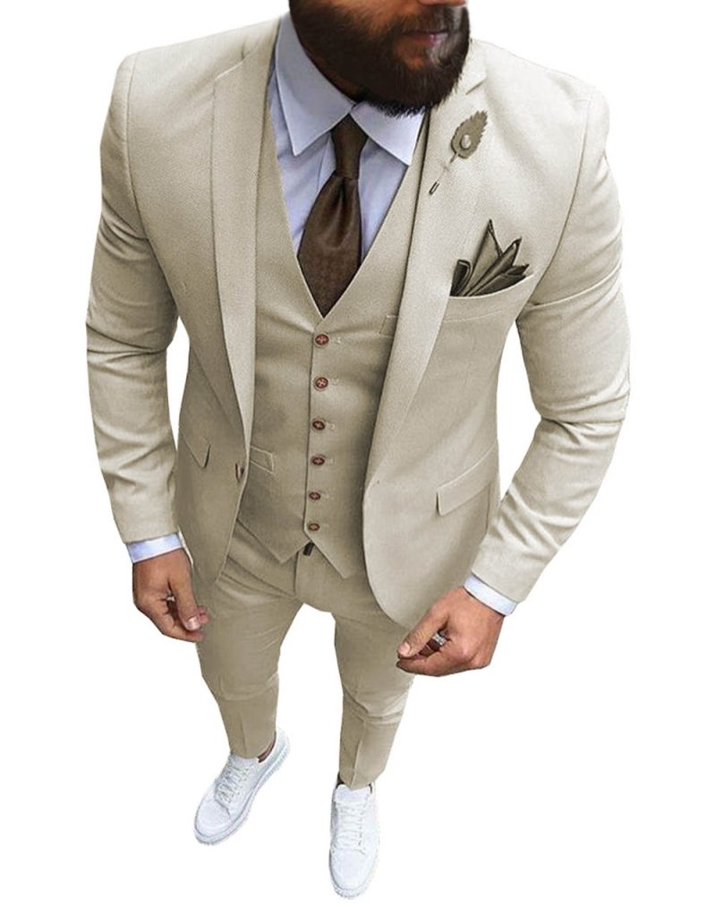 New Pink Men's 3 Pieces Suit Formal Business Notch Lapel Slim Fit Tuxedos Best Man Blazer For Wedding(Blazer+Vest+Pants) - Image 6