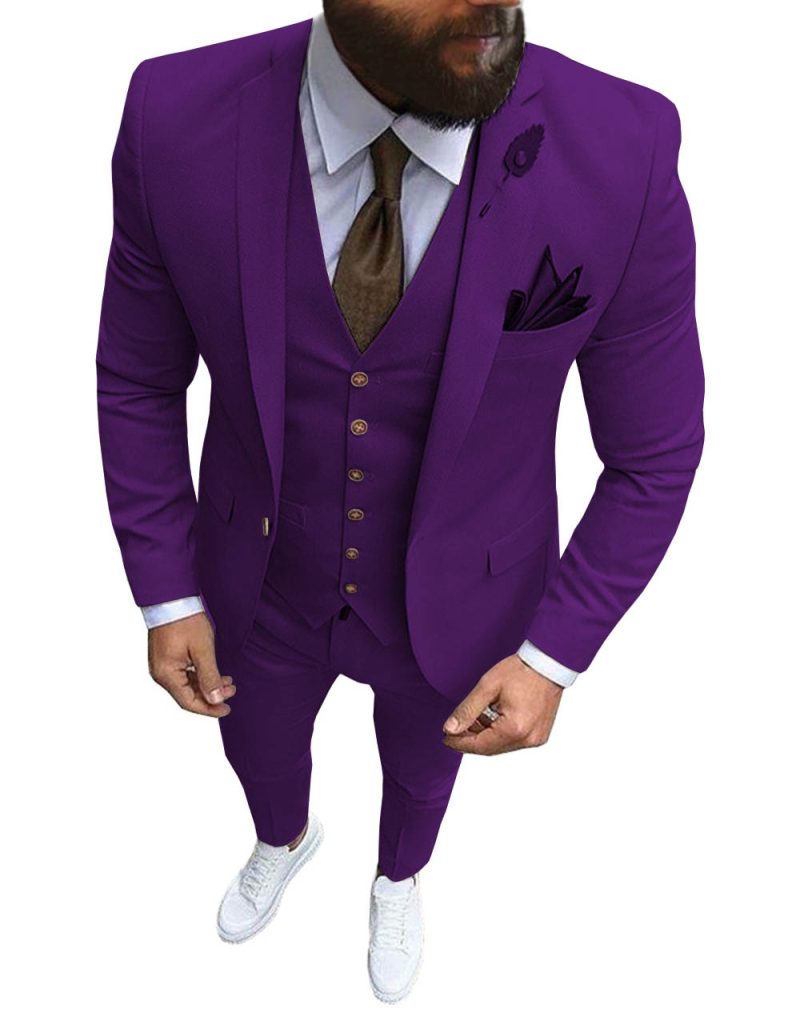 New Pink Men's 3 Pieces Suit Formal Business Notch Lapel Slim Fit Tuxedos Best Man Blazer For Wedding(Blazer+Vest+Pants) - Image 8
